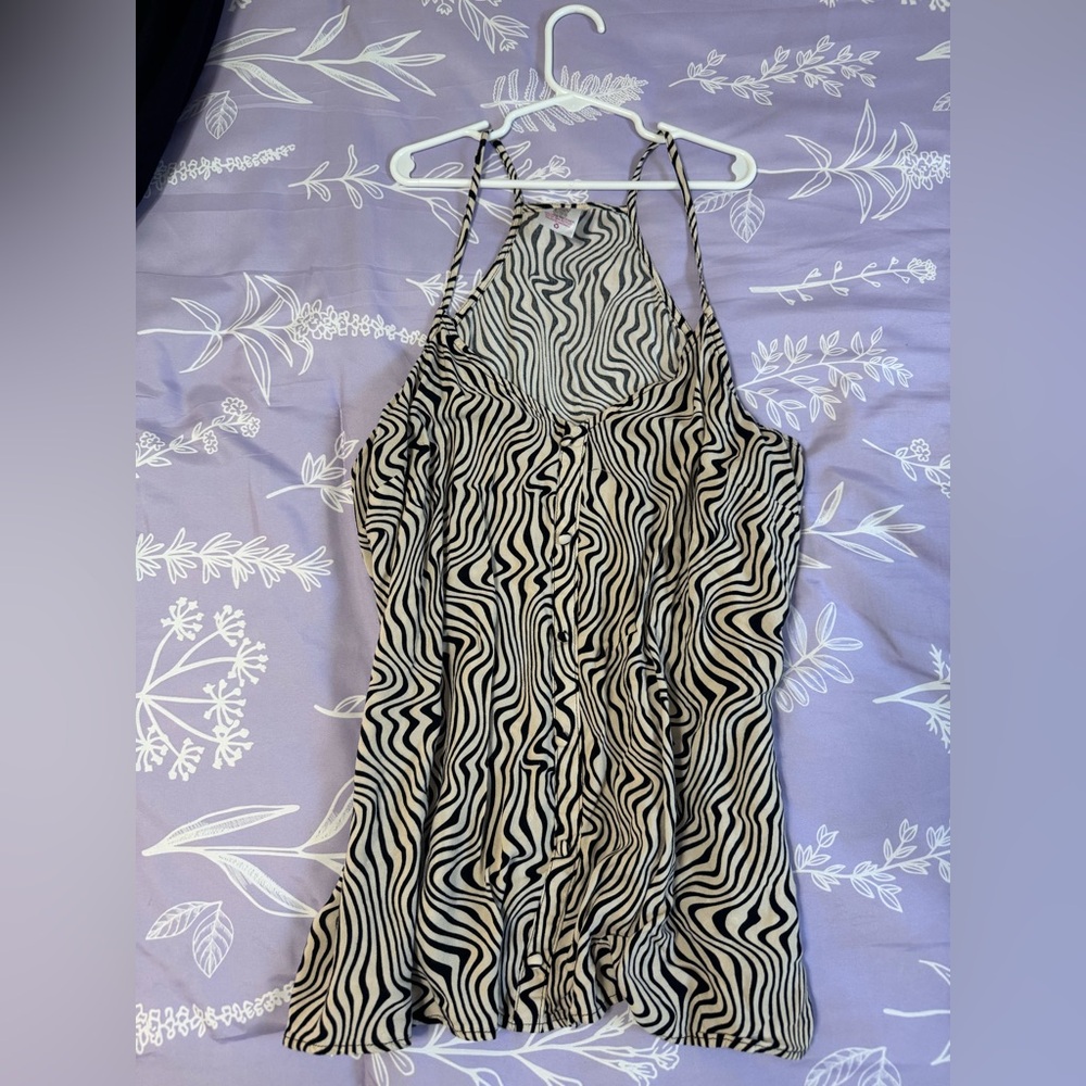 No Boundaries Black & Cream Zebra Halter Cami